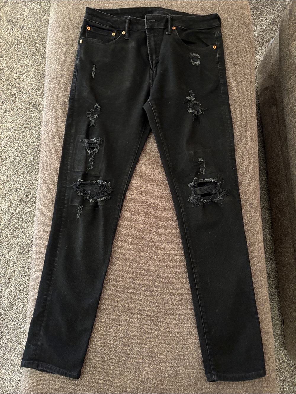 American Eagle Outfitters Black Distressed Skinny Jeans